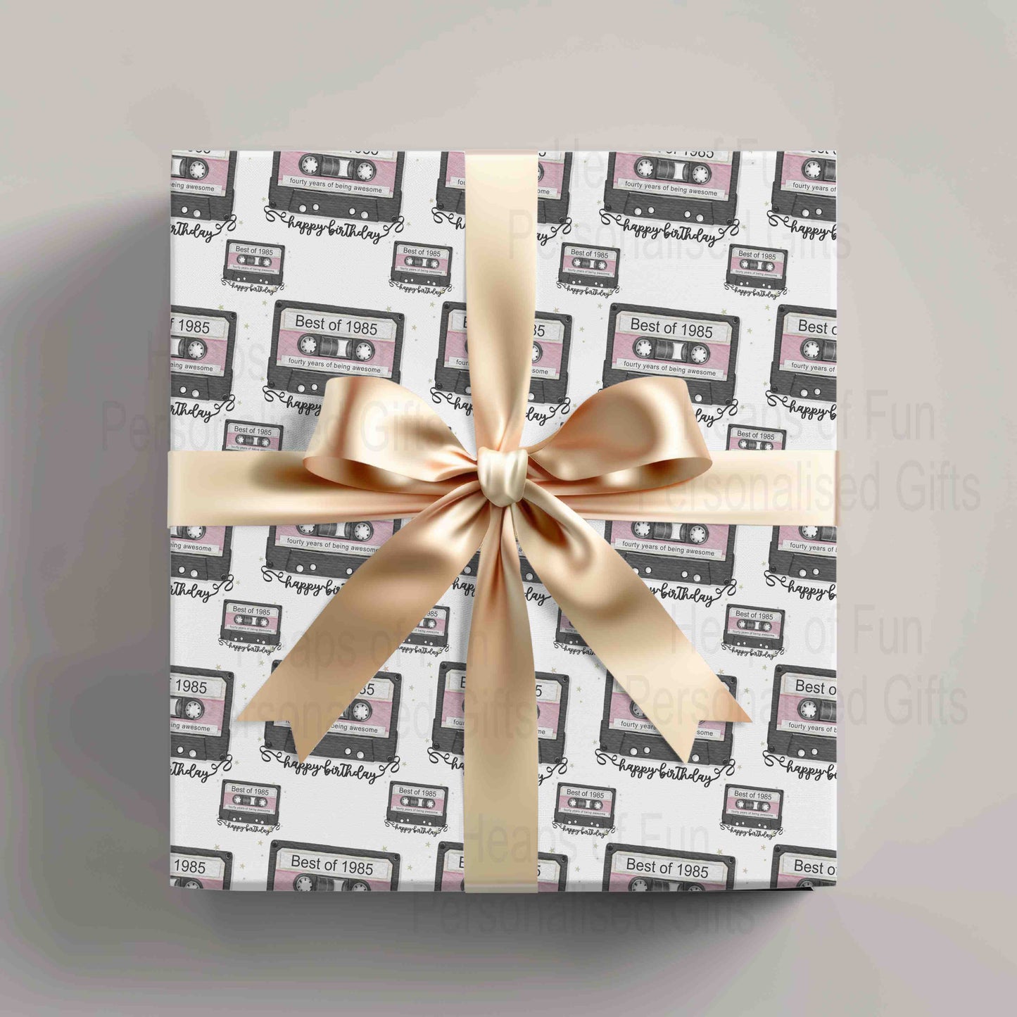 Mixed Tape Retro 40th Birthday Wrapping Paper