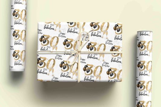 30 & Fabulous Milestone Birthday Wrapping Paper