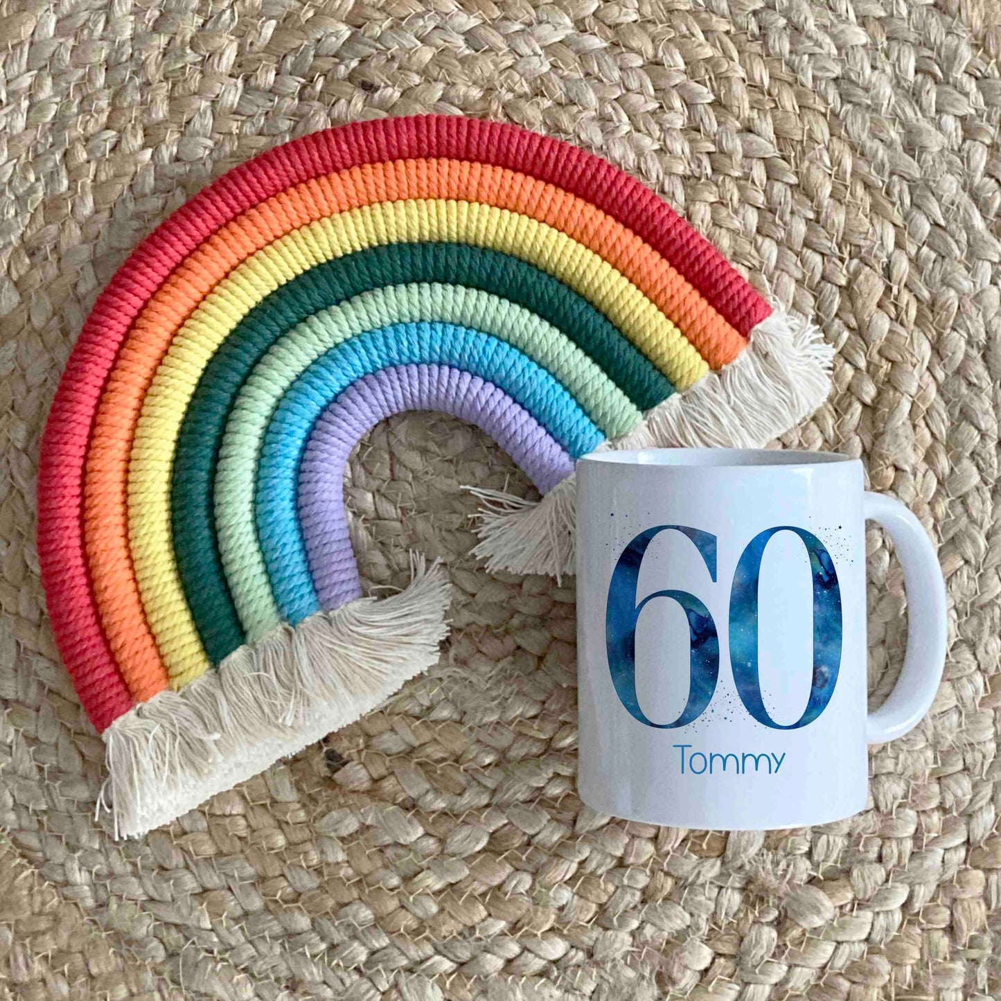 Personalised 60th Birthday Mug – Custom Name & Age Gift - Blue or Pink