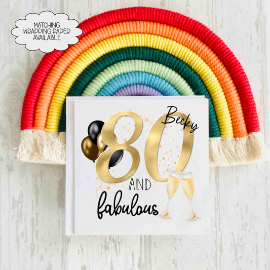 80 and Fabulous Birthday Card