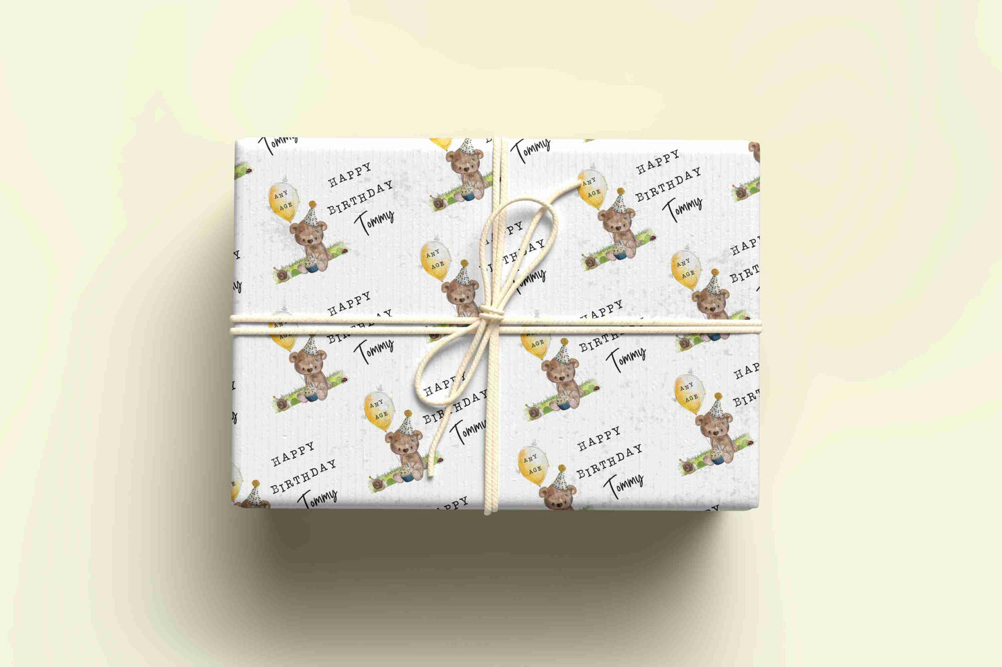 Personalised Birthday Bear Wrapping Paper - Any age