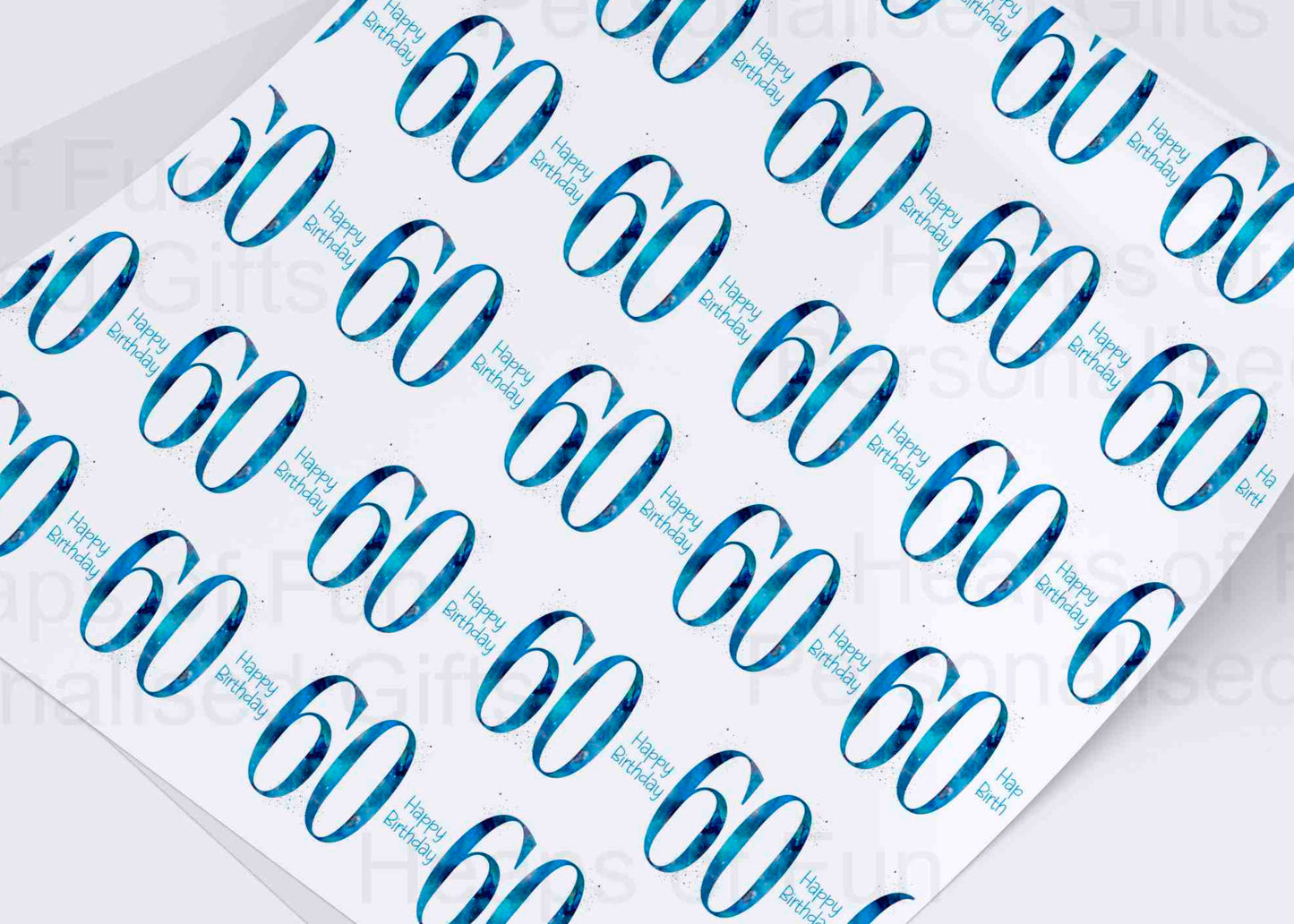 60th Birthday Wrapping Paper - Pink or Blue