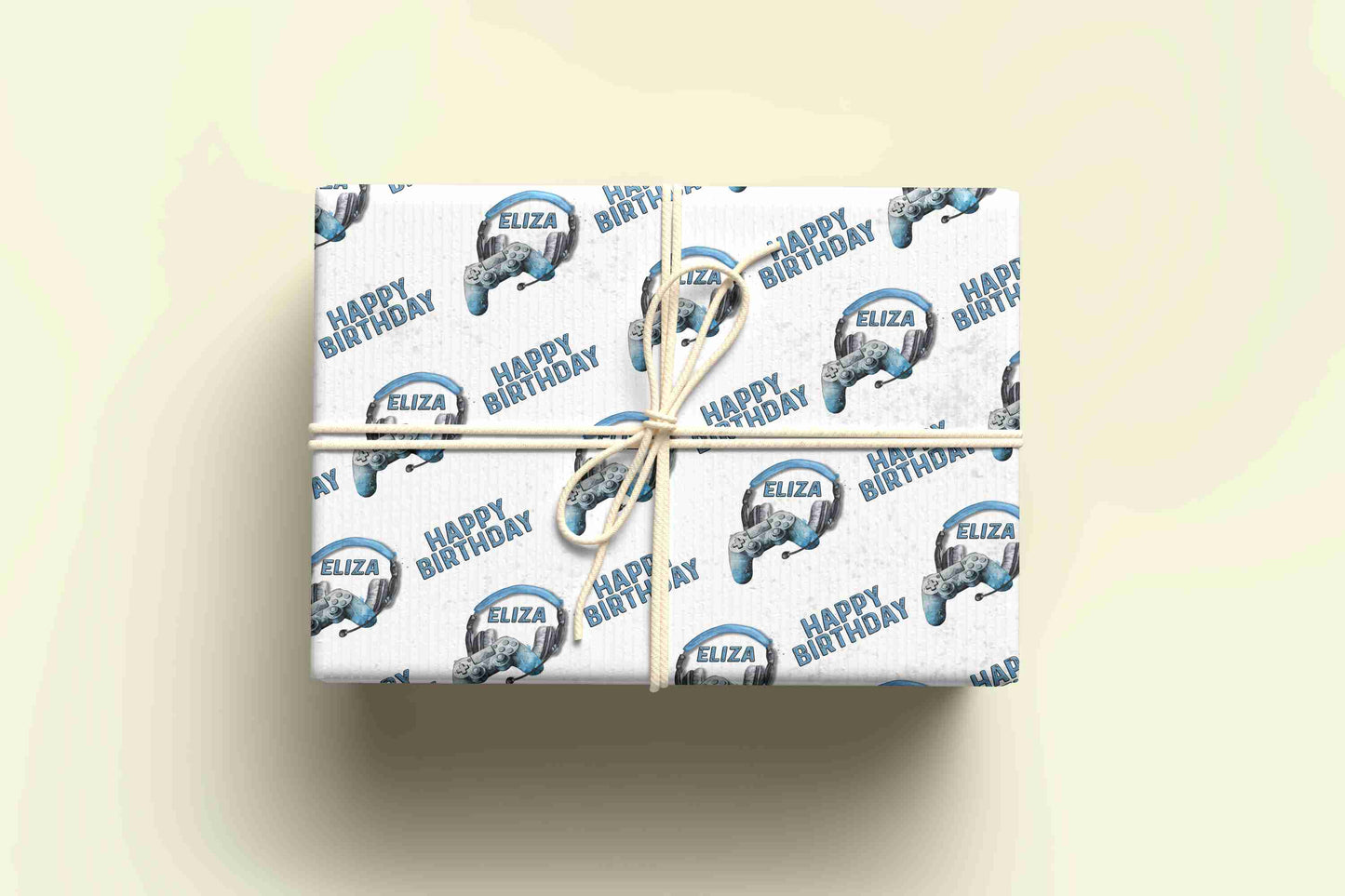 Personalised Gaming Wrapping Paper - Blue - Various Controllers