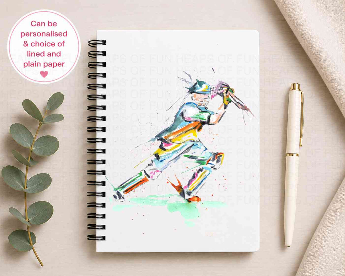 Personalised A5 Cricket Themed Notebook