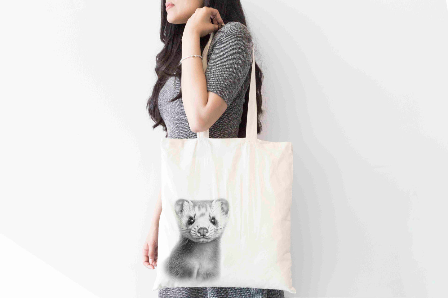 Personalised Sketchy Ferret Design Tote Bag | Custom Gift