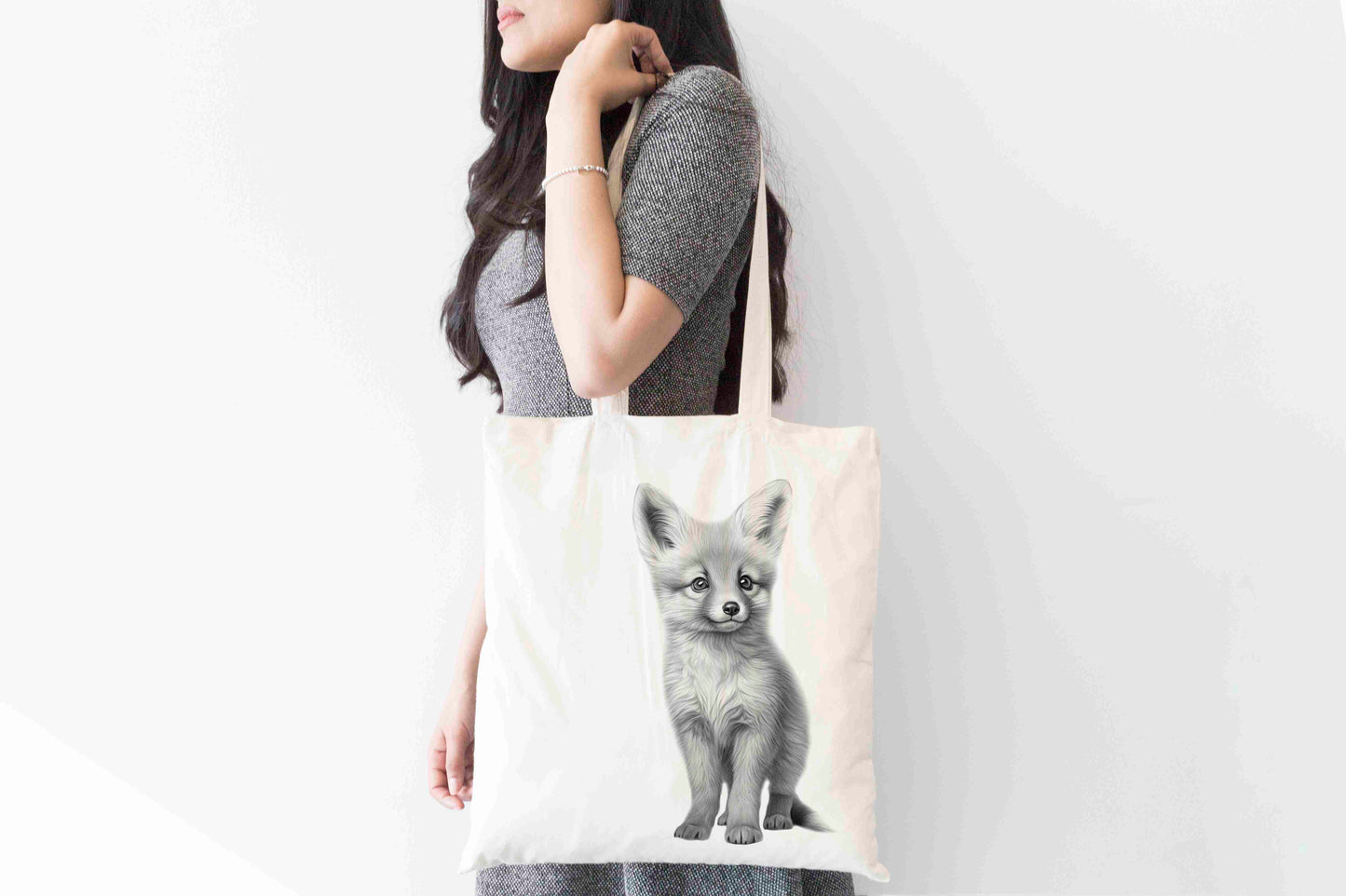 Personalised Sketchy Fox Design Tote Bag | Custom Gift