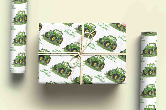 Green & Yellow Tractor Wrapping Paper