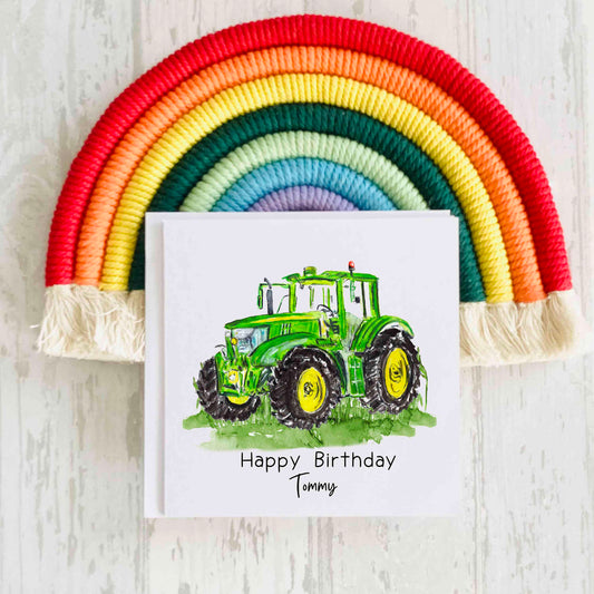 Green & Yellow Tractor Birthday Card