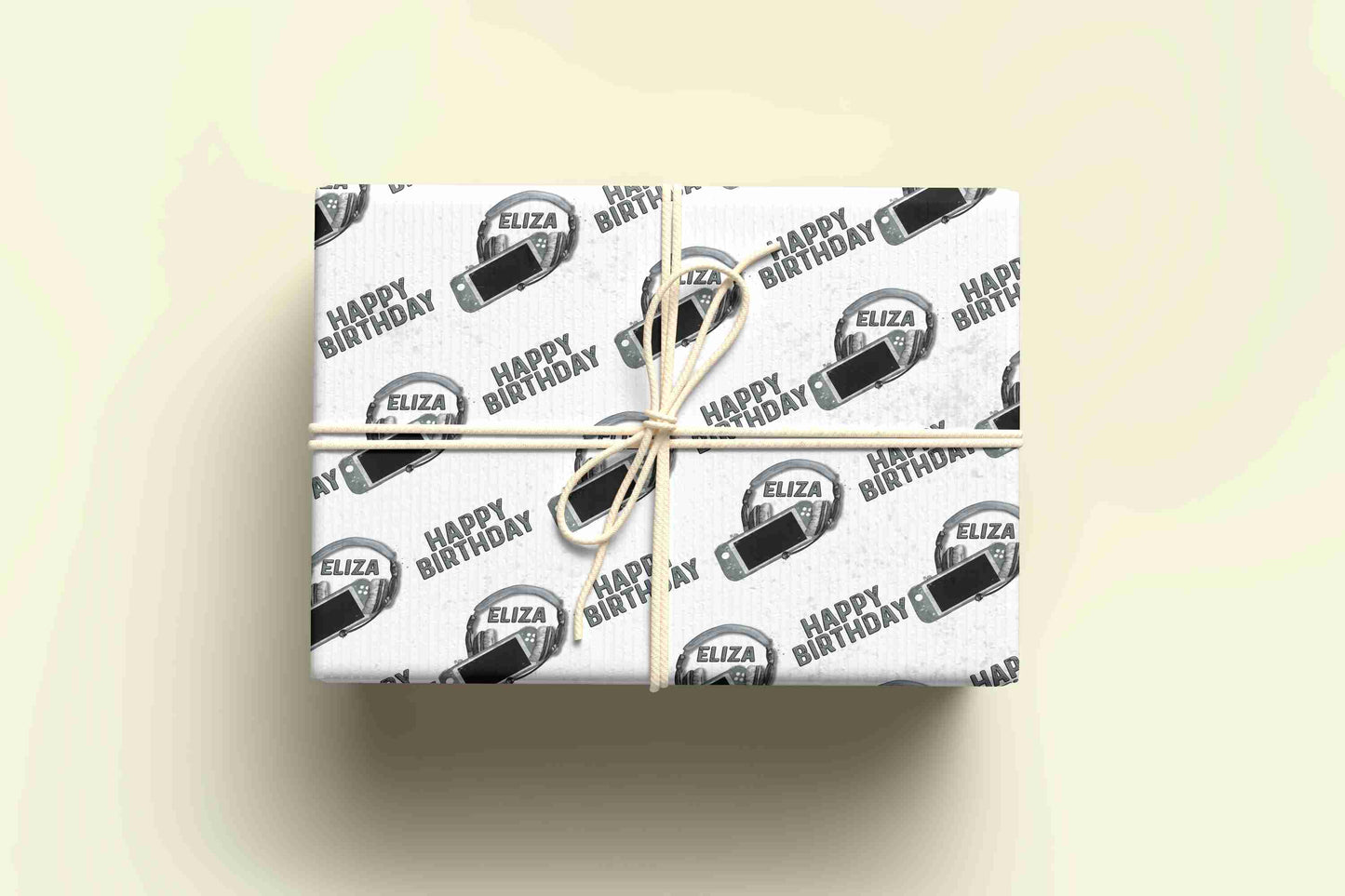 Personalised Gaming Wrapping Paper - Grey - Various Controllers