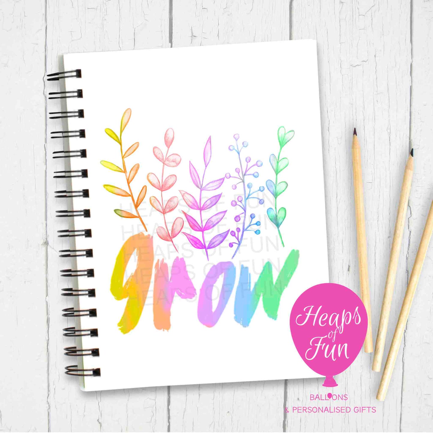 Grow Notebook – Colorful Inspirational Spiral Journal for Creativity & Self-Reflection