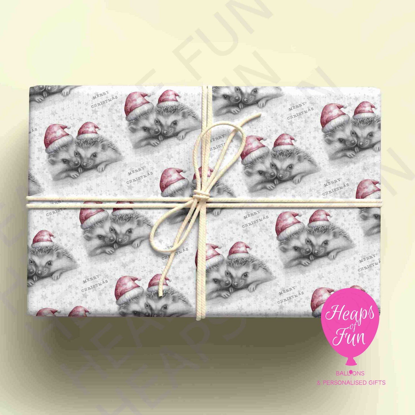 Personalised Hedgehog Christmas Wrapping Paper – Custom Name Gift Wrap