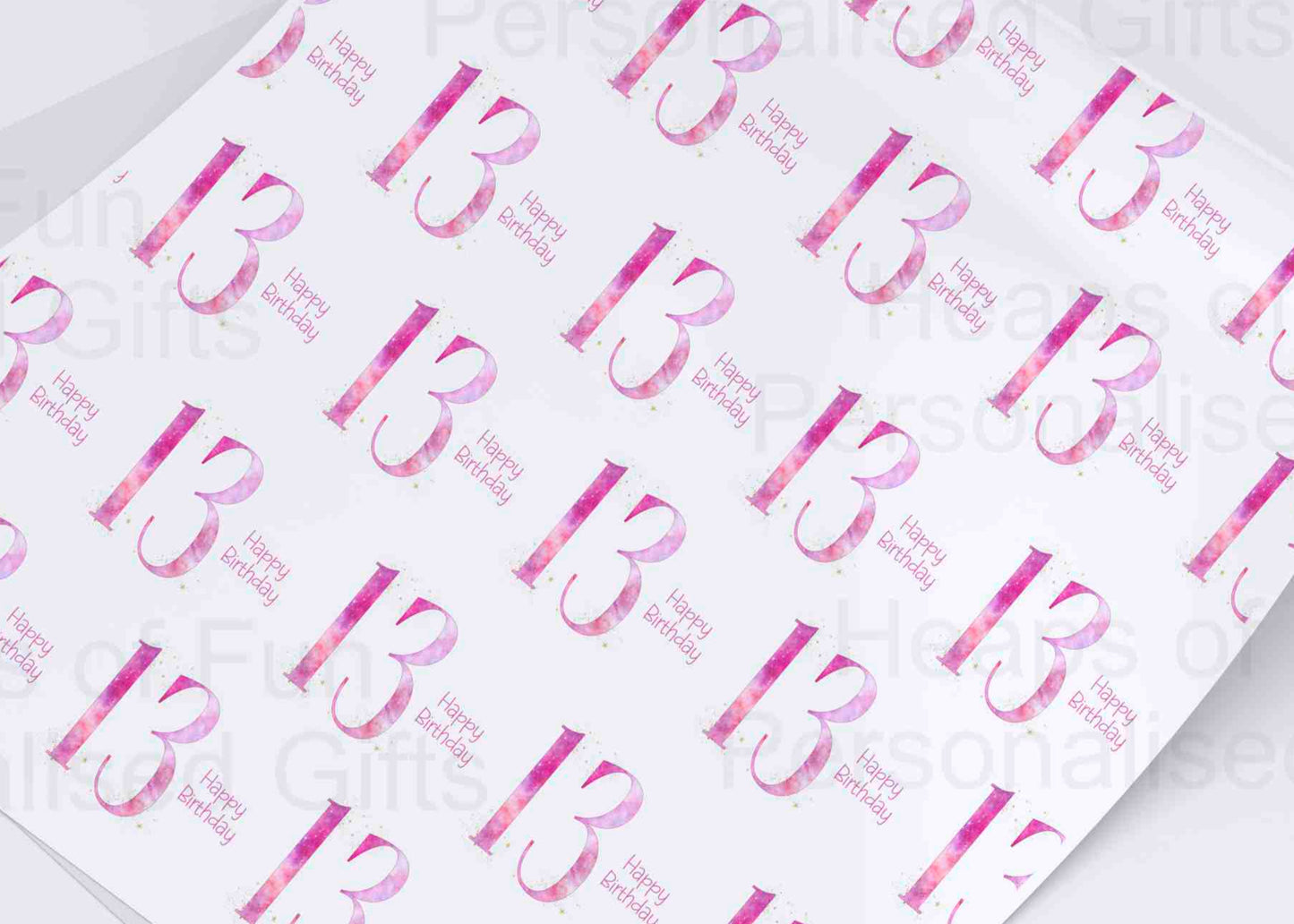 13th Birthday Wrapping Paper - Pink or Blue