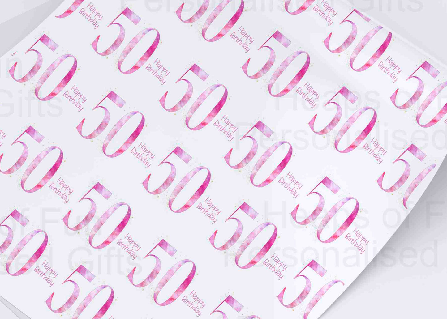 50th Birthday Wrapping Paper - Pink or Blue