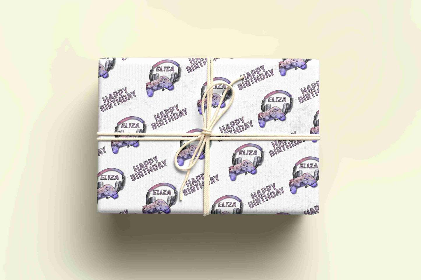 Personalised Gaming Wrapping Paper - Pink/Purple - Various Controllers