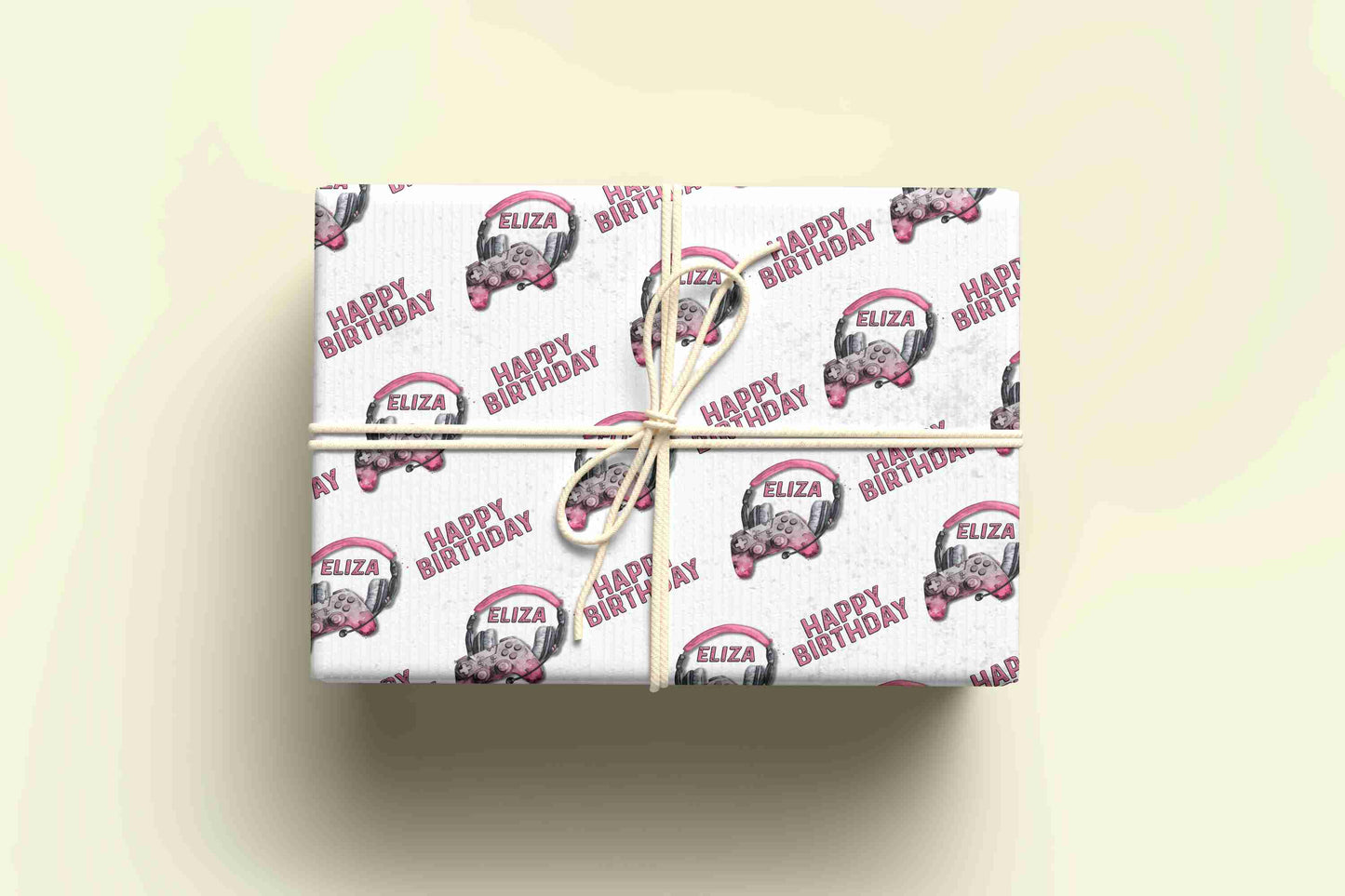 Personalised Gaming Wrapping Paper - Pink  - Various Controllers