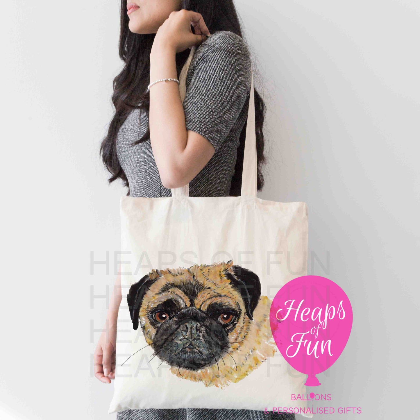 Personalised Pug Tote Bag | Custom Dog Lover Gift