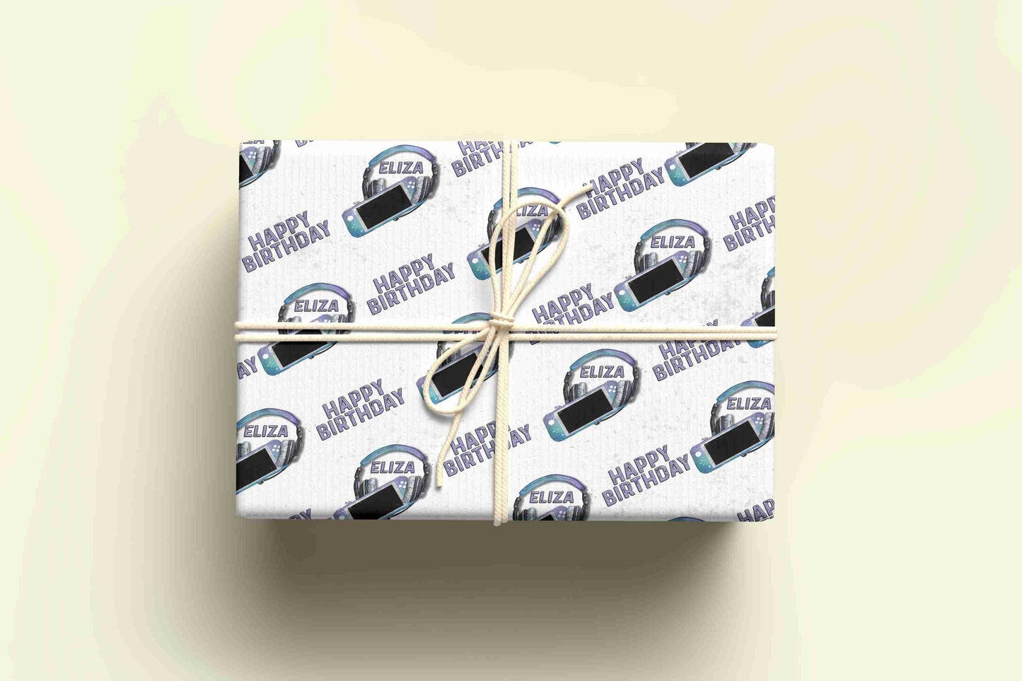 Personalised Gaming Wrapping Paper - Blue/Purple - Various Controllers