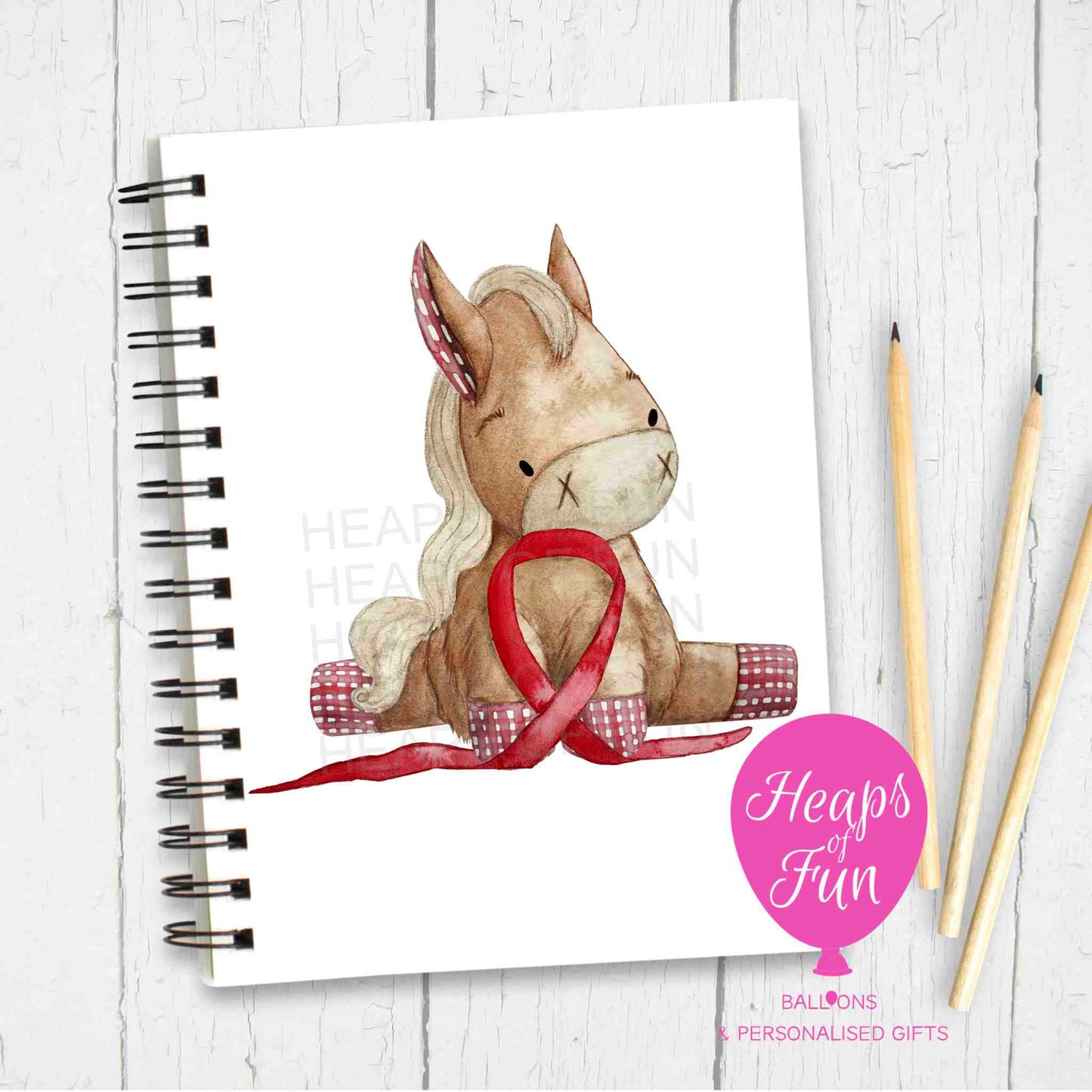 Red Ribbon Awareness Notebook – Horse Design Journal