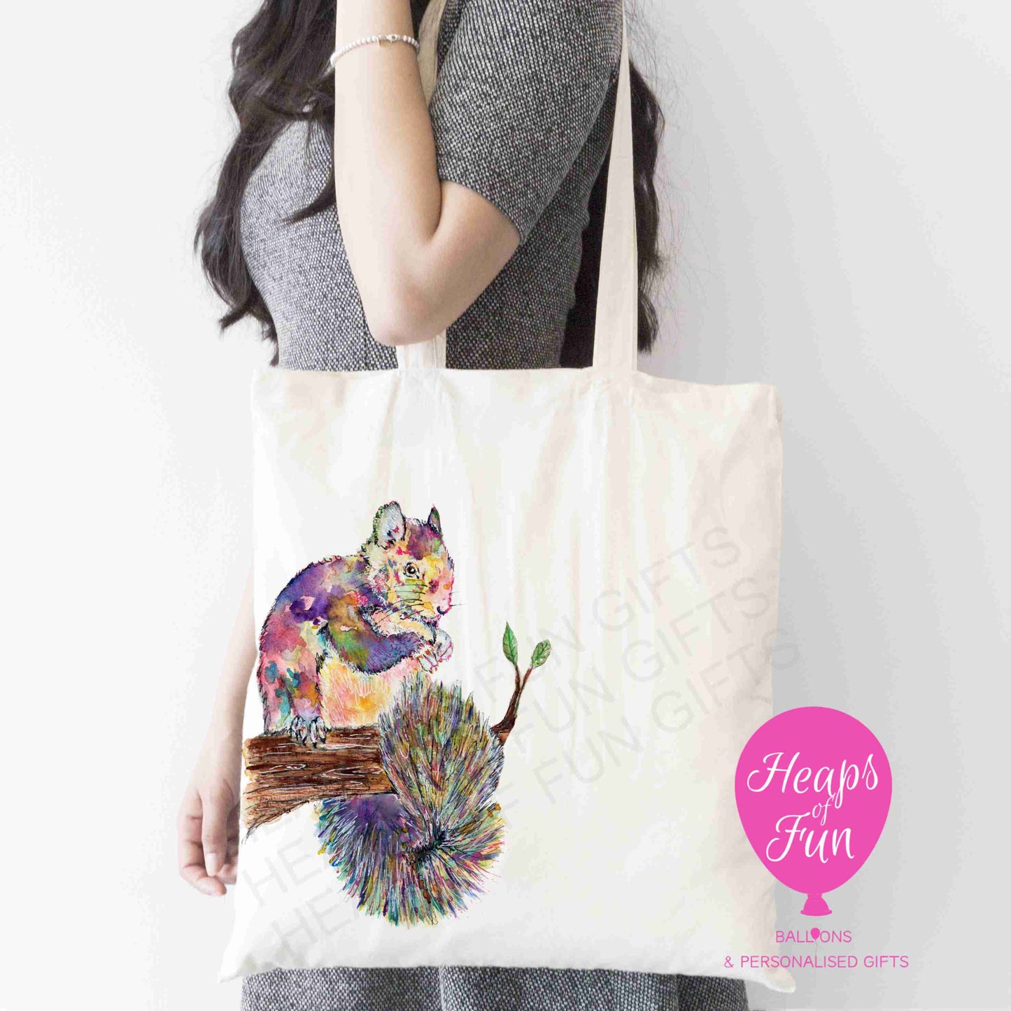 Colourful Squirrel Tote Bag – 100% Polyester, Durable & Fun