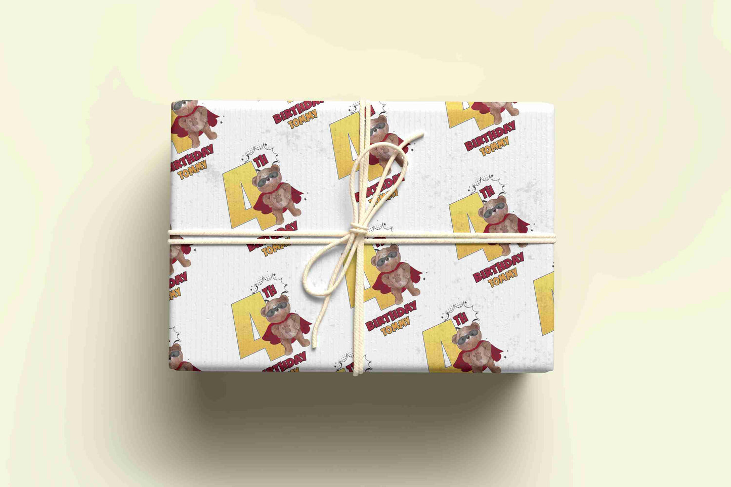 Personalised Superhero Bear Wrapping Paper - Age 1 - 9