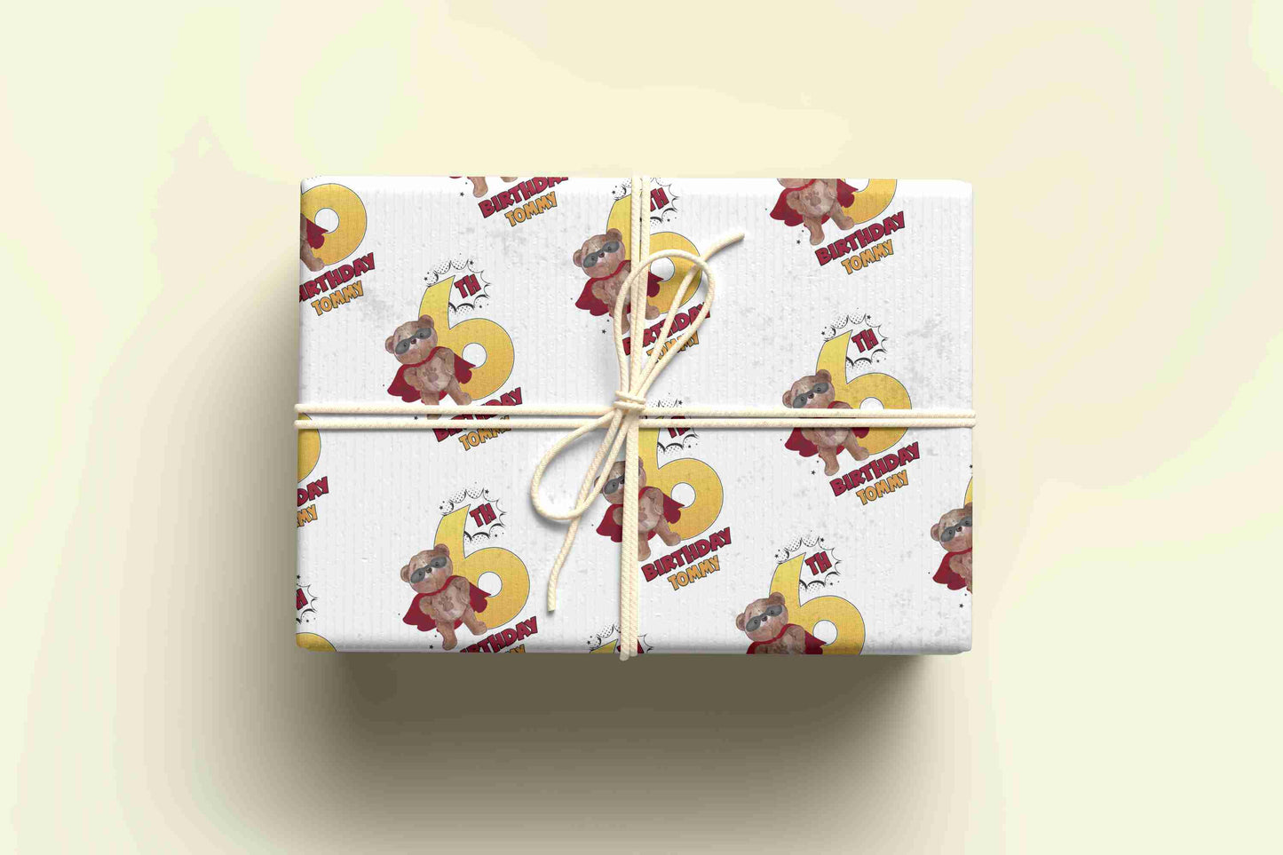 Personalised Superhero Bear Wrapping Paper - Age 1 - 9