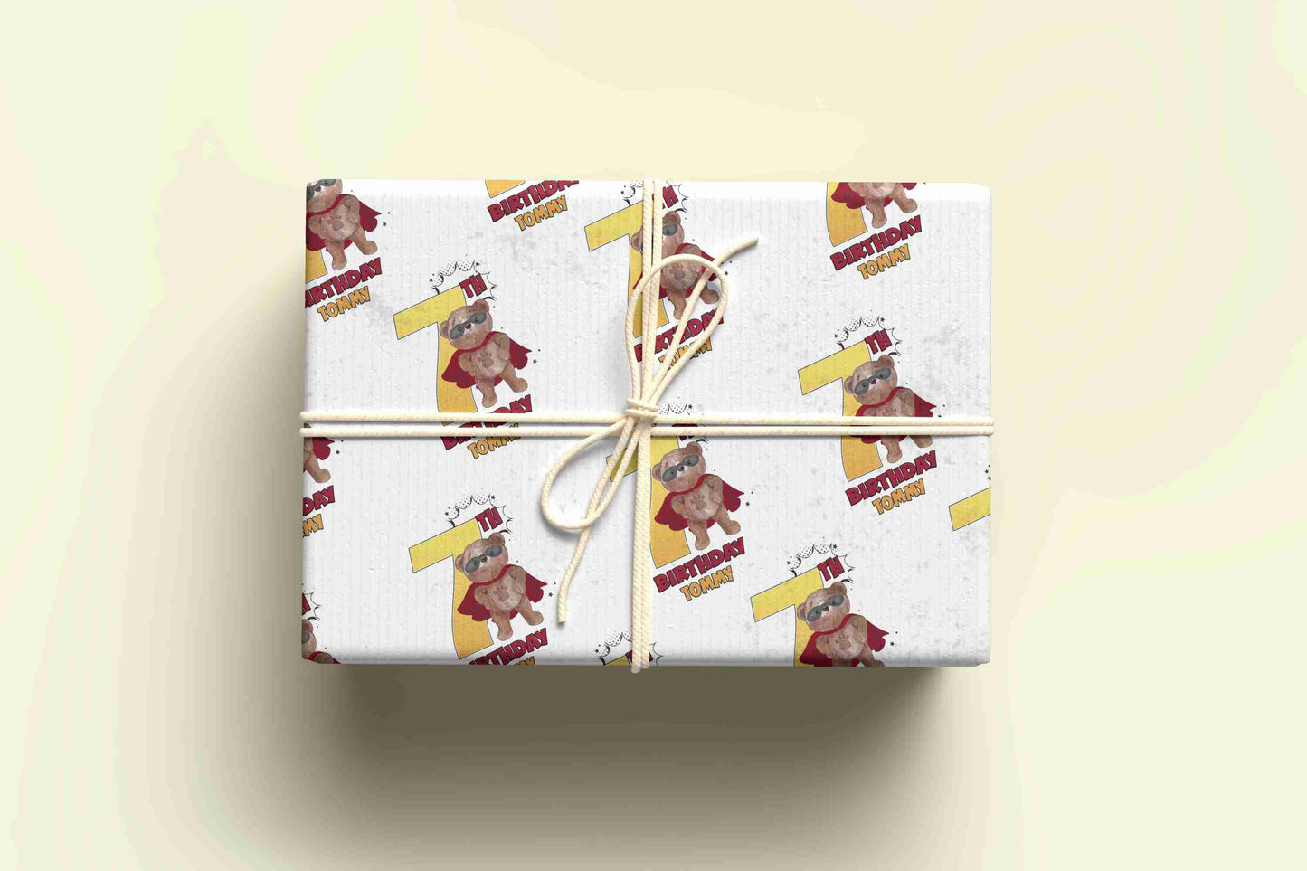 Personalised Superhero Bear Wrapping Paper - Age 1 - 9