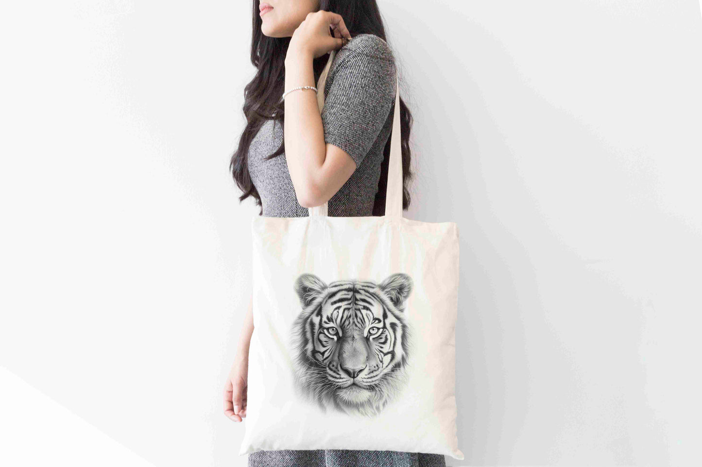 Personalised Sketchy Tiger Design Tote Bag | Custom Gift