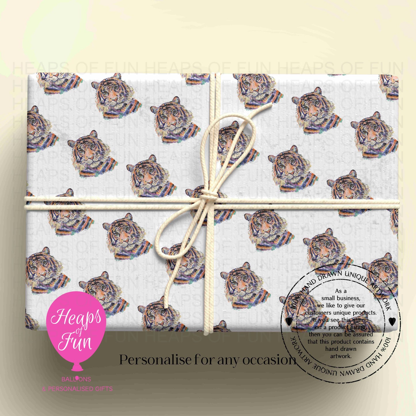 Personalised Tiger Wrapping Paper | Jungle Animal Gift Wrap