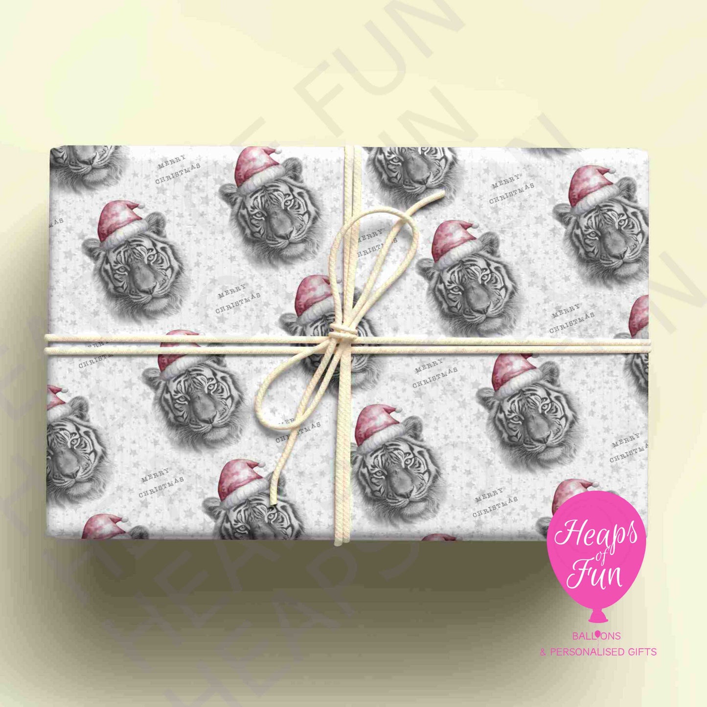 Personalised Tiger Christmas Wrapping Paper – Custom Name Gift Wrap