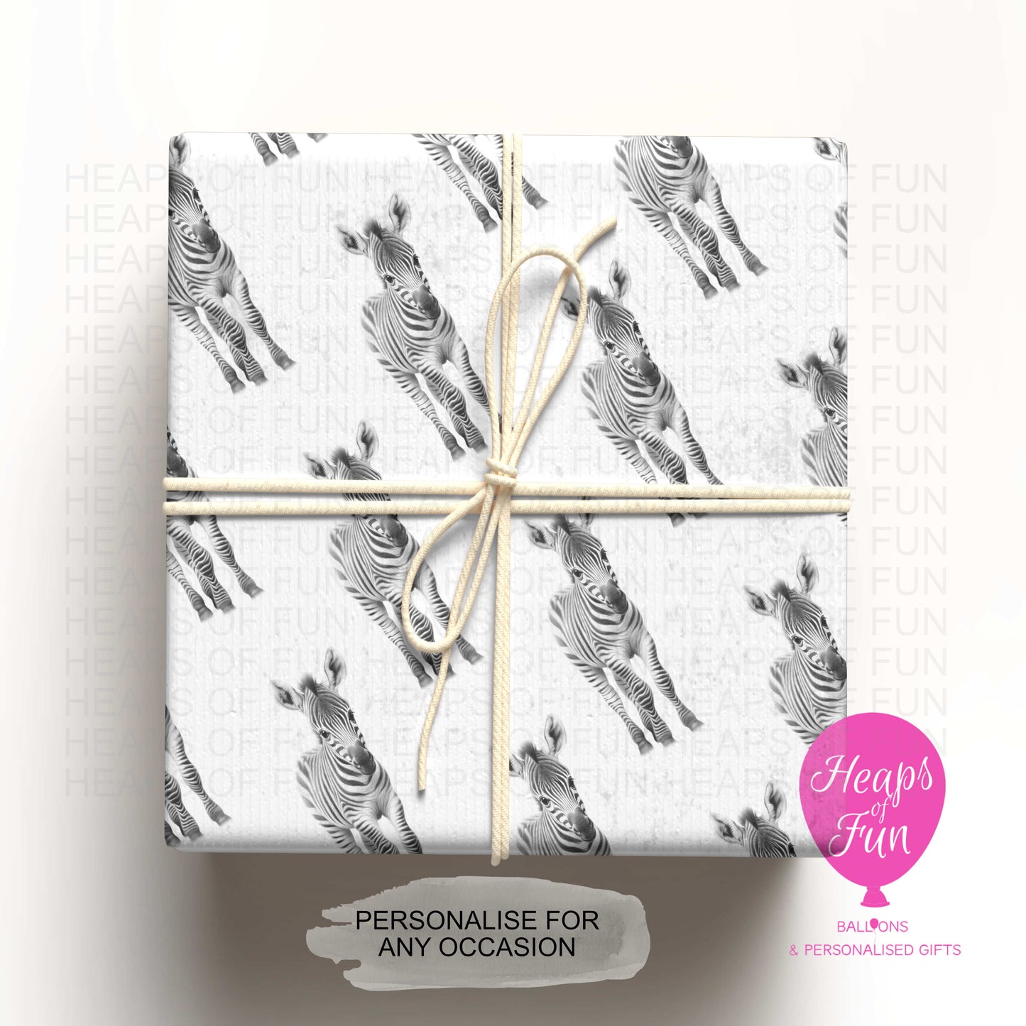 Personalised Zebra Wrapping Paper – Custom Name Zebra Gift Wrap – Cute Safari Animal Wrapping Paper for Birthdays, Kids & Special Occasions