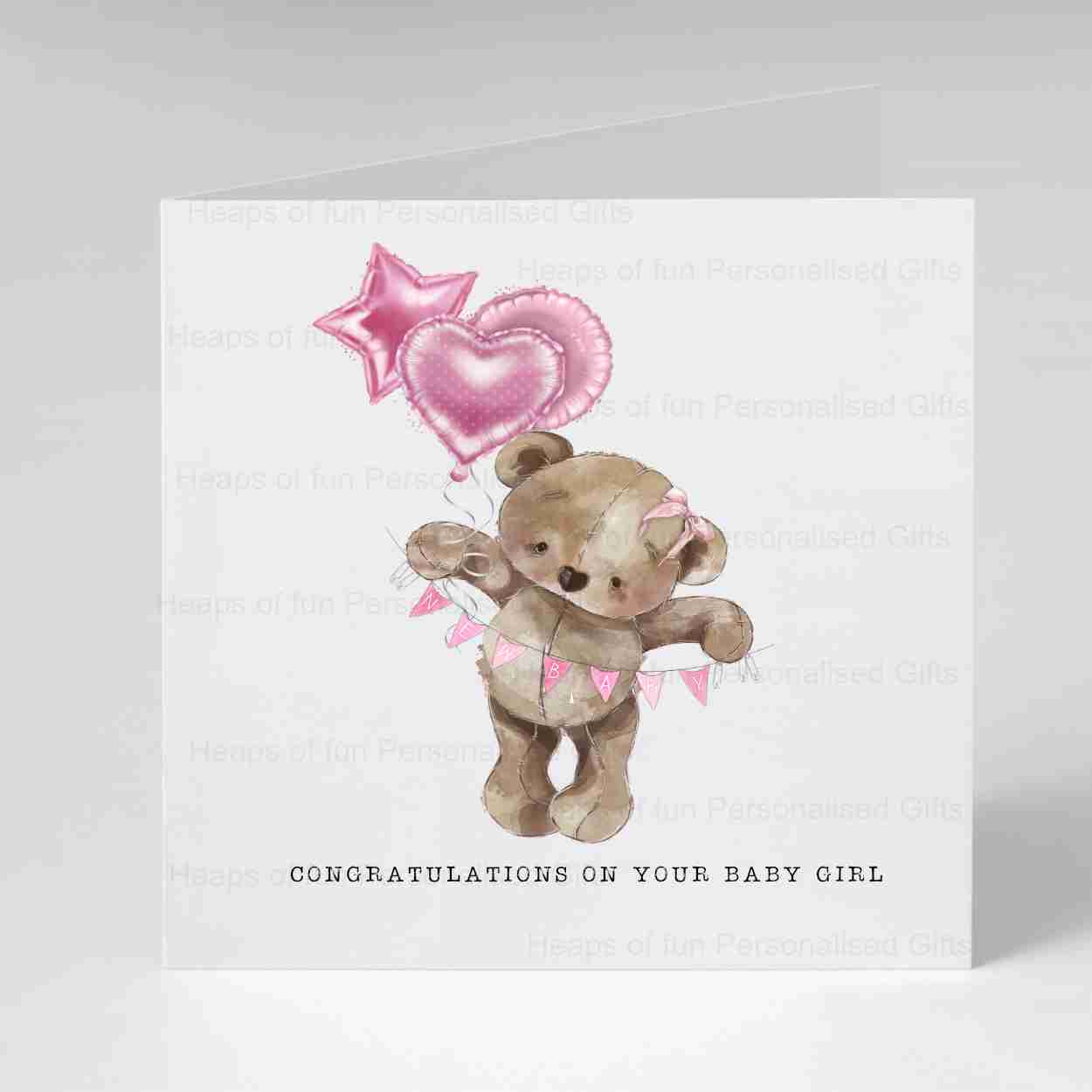 Bear New Baby Card - Pink or Blue