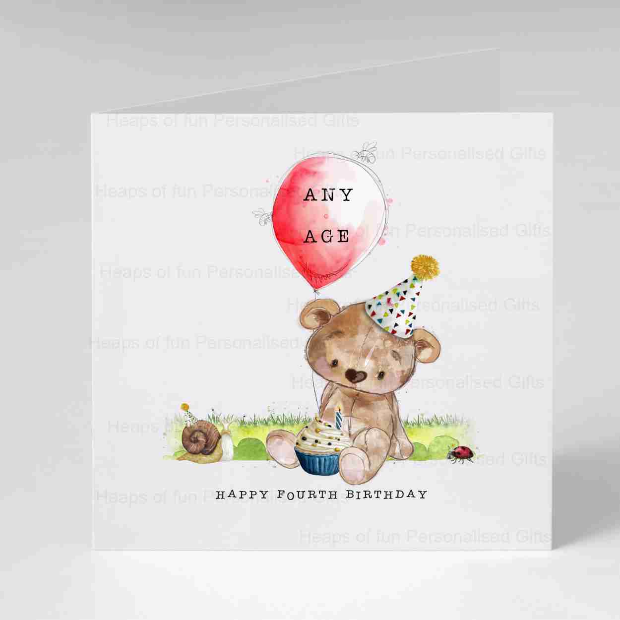 Birthday Bear & Balloon Birthday Card - Any Age