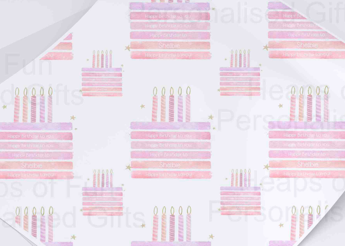 Birthday Cake Wrapping Paper - Pink or Blue