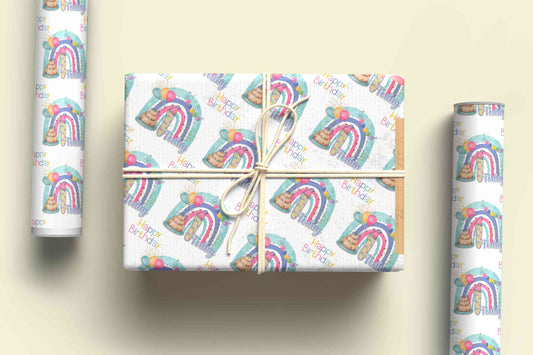 Birthday Rainbow Wrapping Paper - Age 1-9