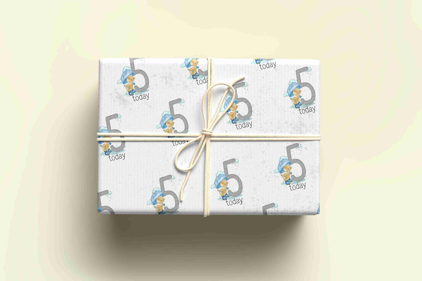 Blue Splashy Duck Happy Birthday Wrapping Paper Age 1-5