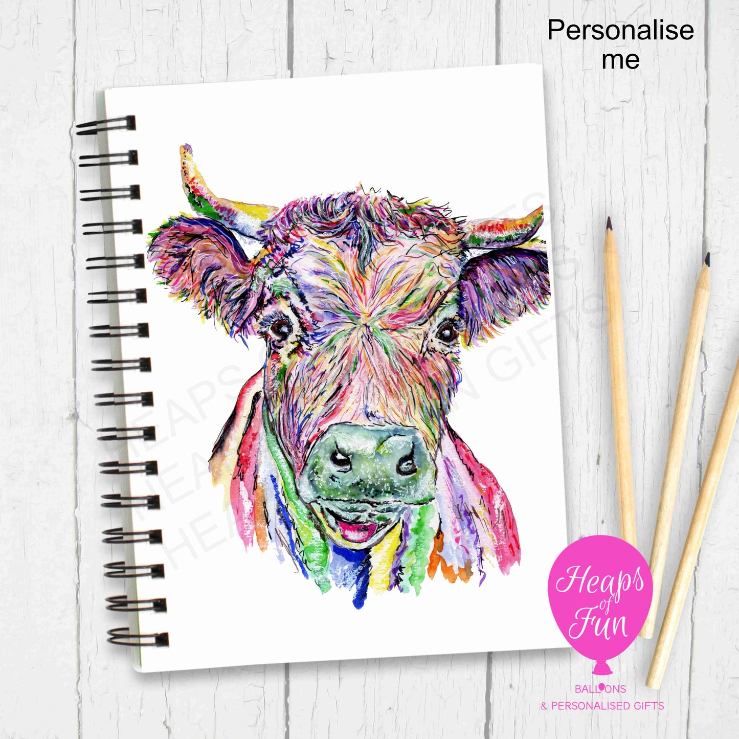 A5 Personalised Notebook – Cute Cow Design | Custom Name Journal