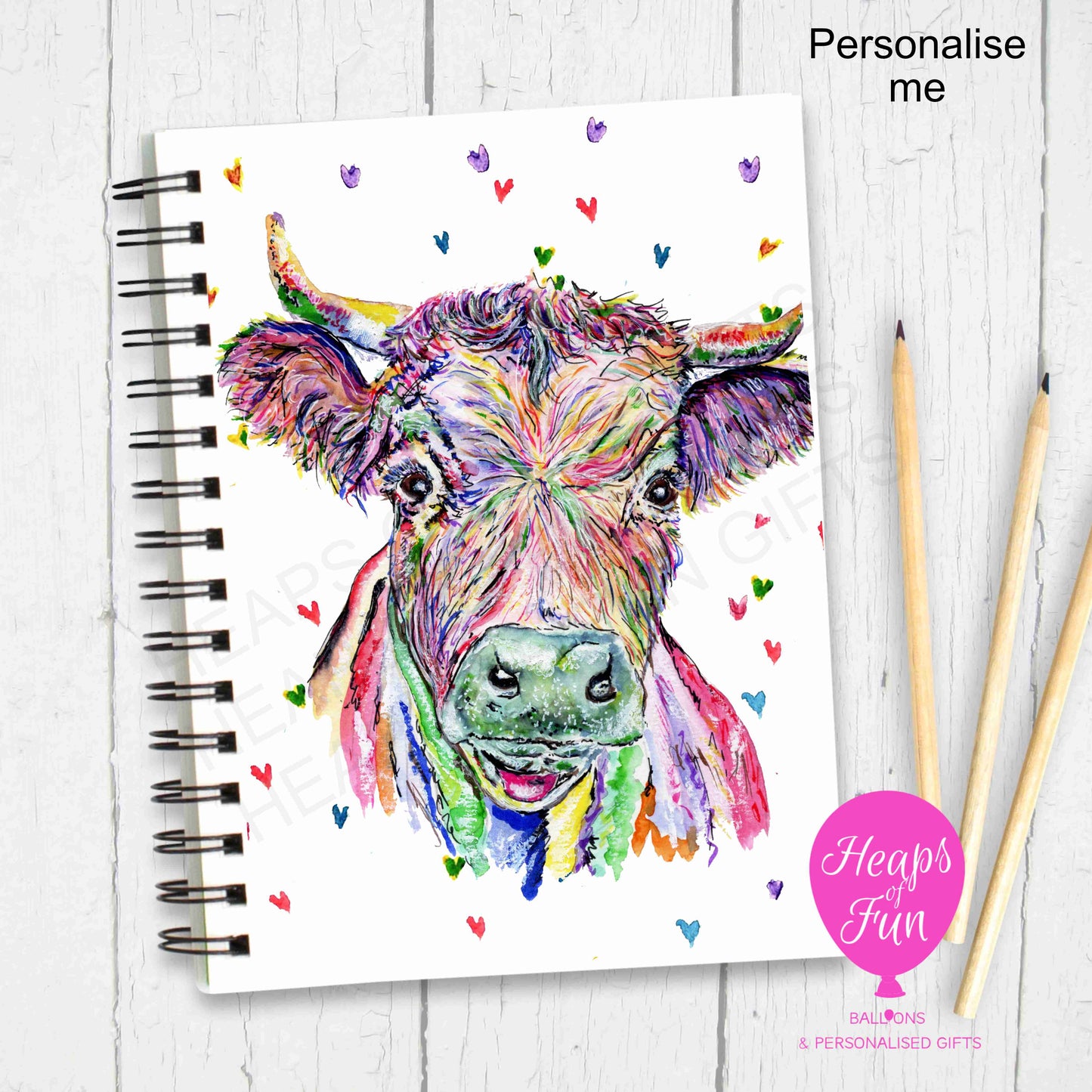 A5 Personalised Notebook – Cute Cow Design | Custom Name Journal