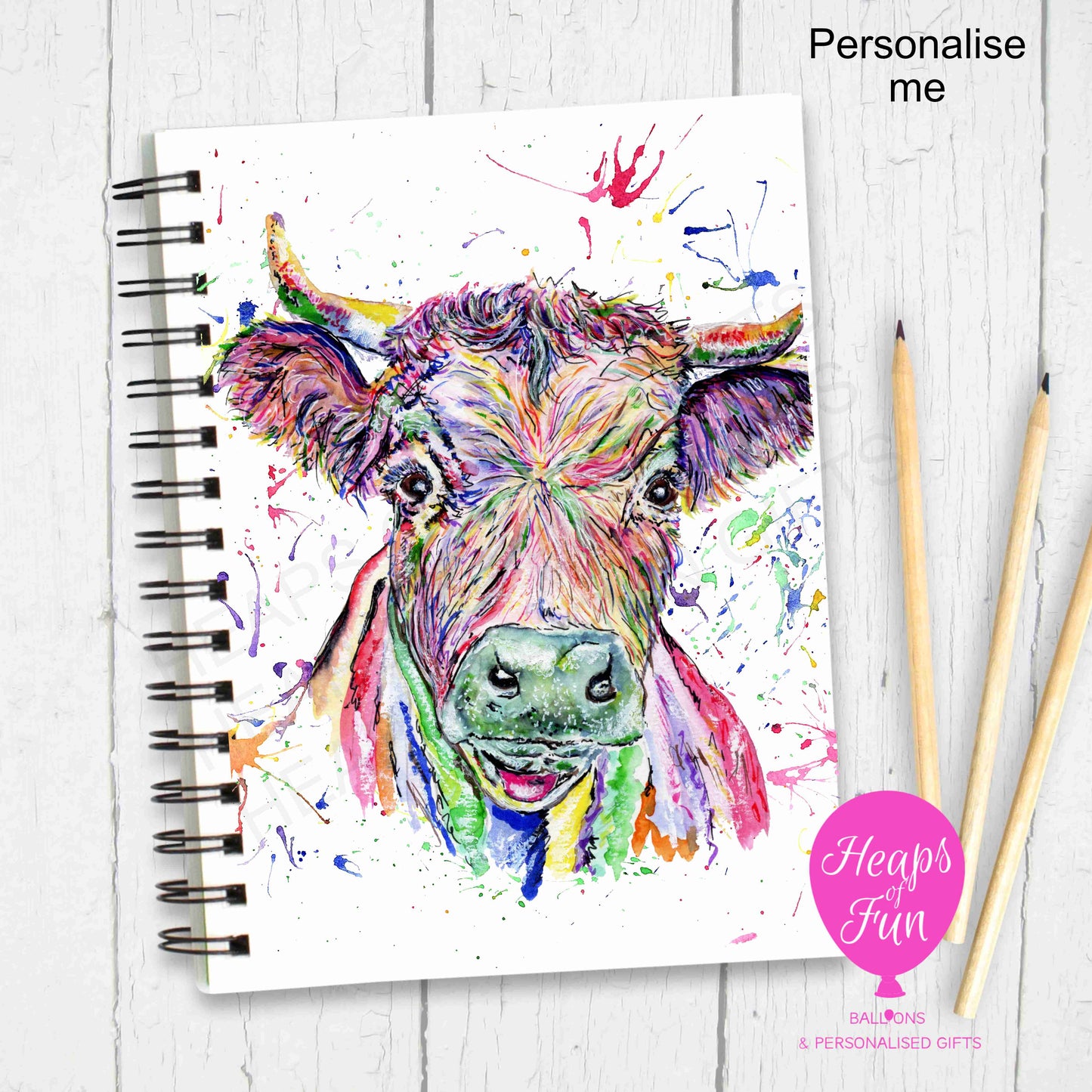 A5 Personalised Notebook – Cute Cow Design | Custom Name Journal