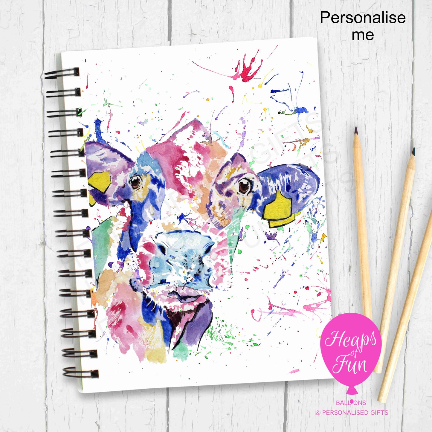 A5 Personalised Notebook – Cute Cow Design | Custom Name Journal