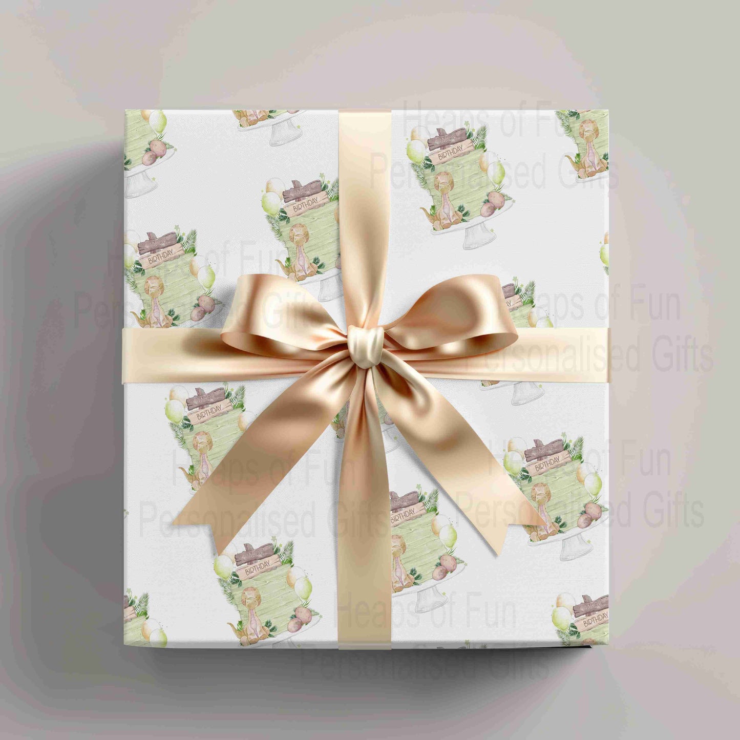 Dinosaur Birthday Cake Wrapping Paper