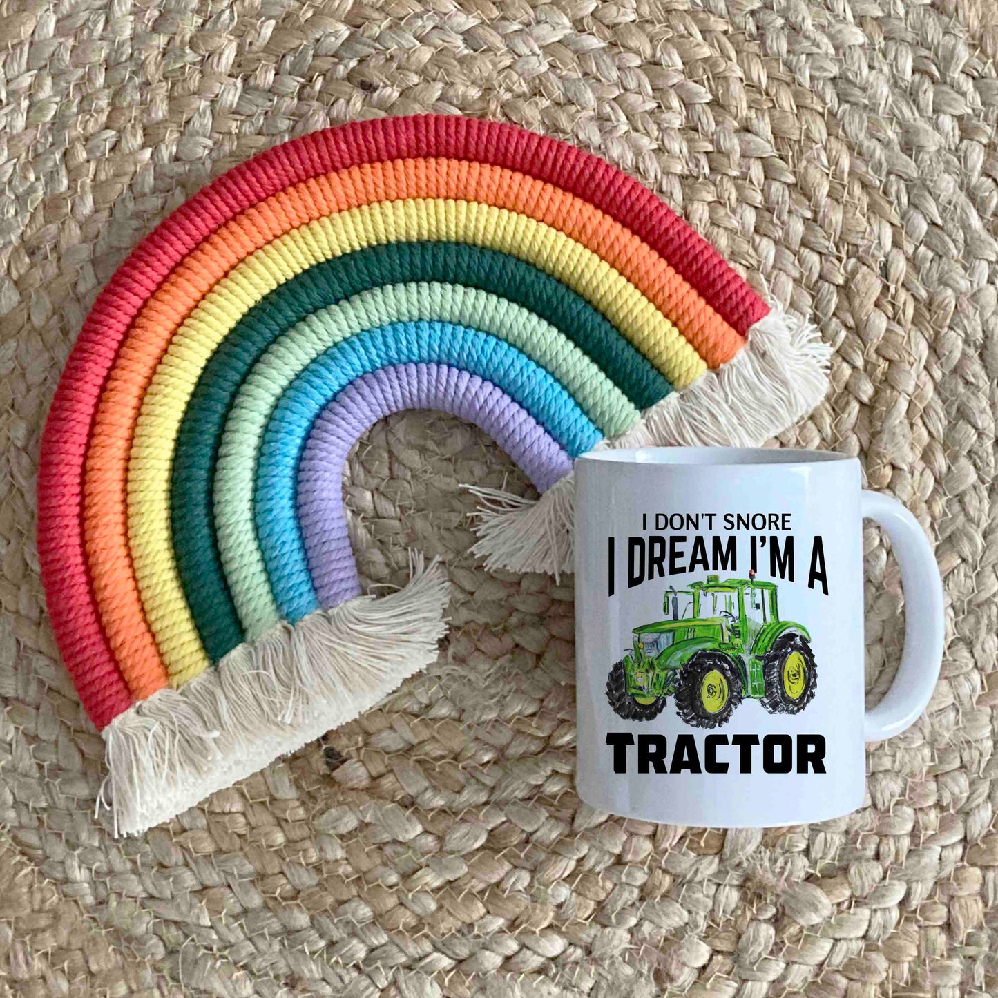 I Don’t Snore, I Dream I’m a Tractor Mug – Funny Farming Gift - Green & Yellow Tractor