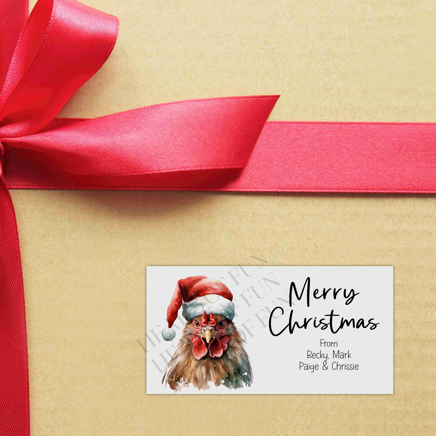 Personalised Festive Chicken Christmas Stickers