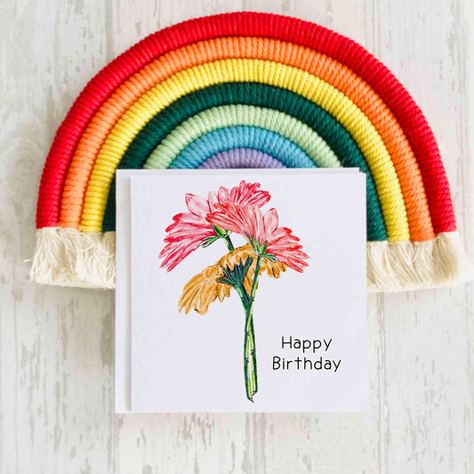 Gerbera Flowers Birthday Card