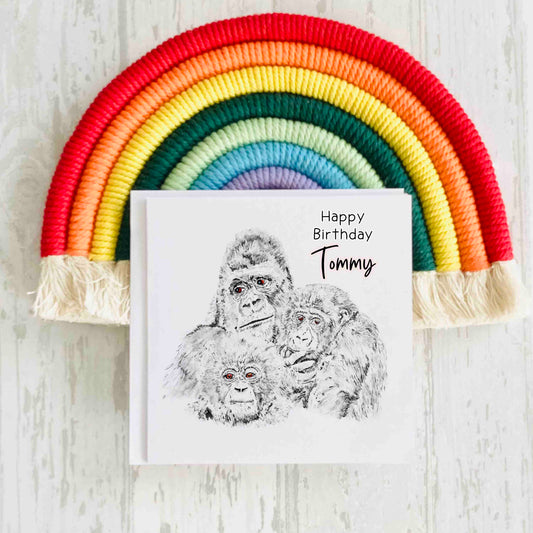 Monochrome Gorilla  Birthday Card