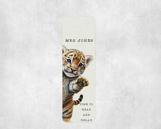 Personalised Teacher Tiger Bookmark, Thank you end of term Gift, Teacher Appreciation Gift