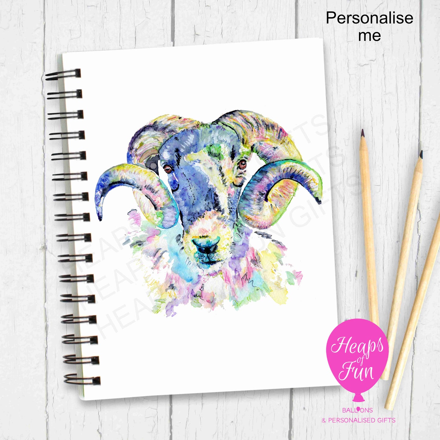 A5 Personalised Notebook – Ram Sheep Design | Custom Name Journal