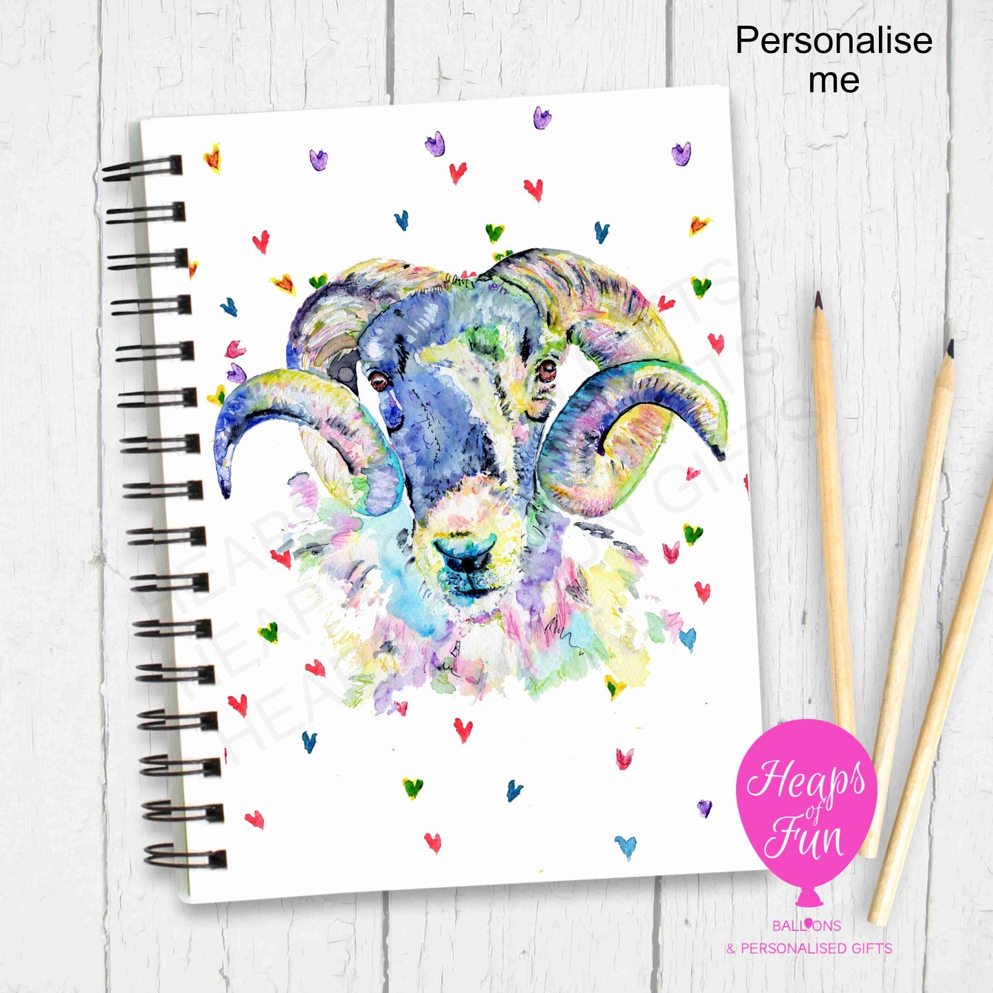 A5 Personalised Notebook – Ram Sheep Design | Custom Name Journal
