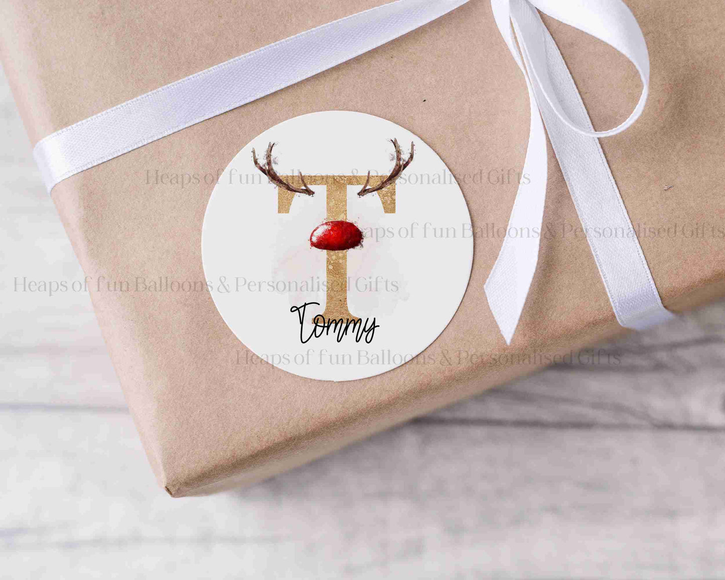 Personalised Reindeer Inital Christmas Stickers - 3 colours available