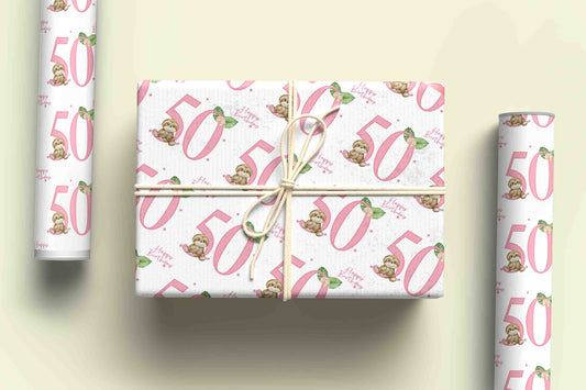 50th Birthday Sloth Wrapping Paper