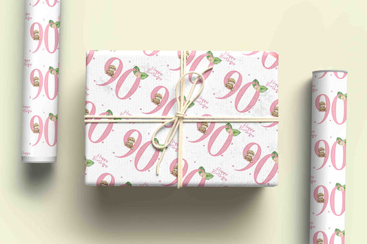 90th Birthday Sloth Wrapping Paper